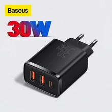 Baseus-cargador USB de 30W, dispositivo de carga rápida QC3.0 PD3.0 tipo C PD, 3 puertos, para iPhone 13 Pro Max Xiaomi Samsung S22