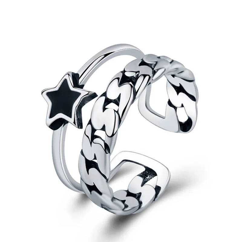 925 стерлингового серебра Ретро тайский серебряный серебряная звезда кольцо