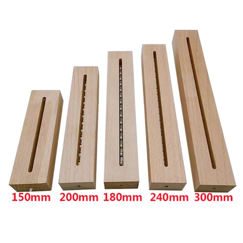 

3D Crystals Glass Resin Art Rectangle LED Lights Display Base Crystal Wooden Lighted Base Stand