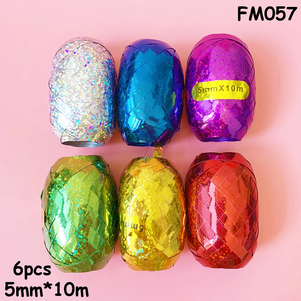 6 шт 10 м розовое золото лазерные блестящие ленты для завивки ролл воздушные шары