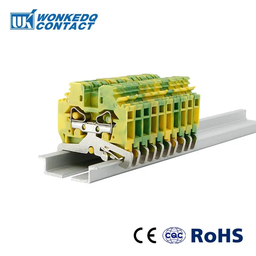 

5Pcs 281-107 Spring Cage Mount Ground Earth Protect 2-Conductor 281 107 Plug 4 mm² Clamp Wire Connector DIN Rail Terminal Block