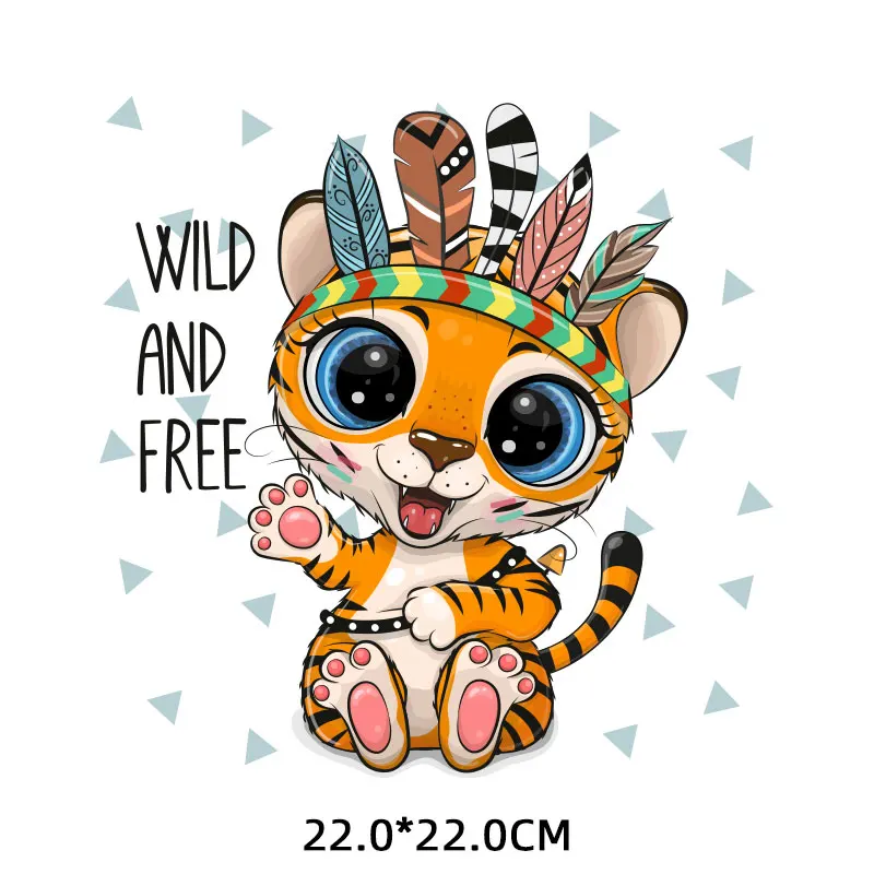 

Cartoon Cute Tiger Patches Iron on Transfers for Clothing Children's T Shirt Appliques Cute Dog Cat Thermo Stickers on Clothes