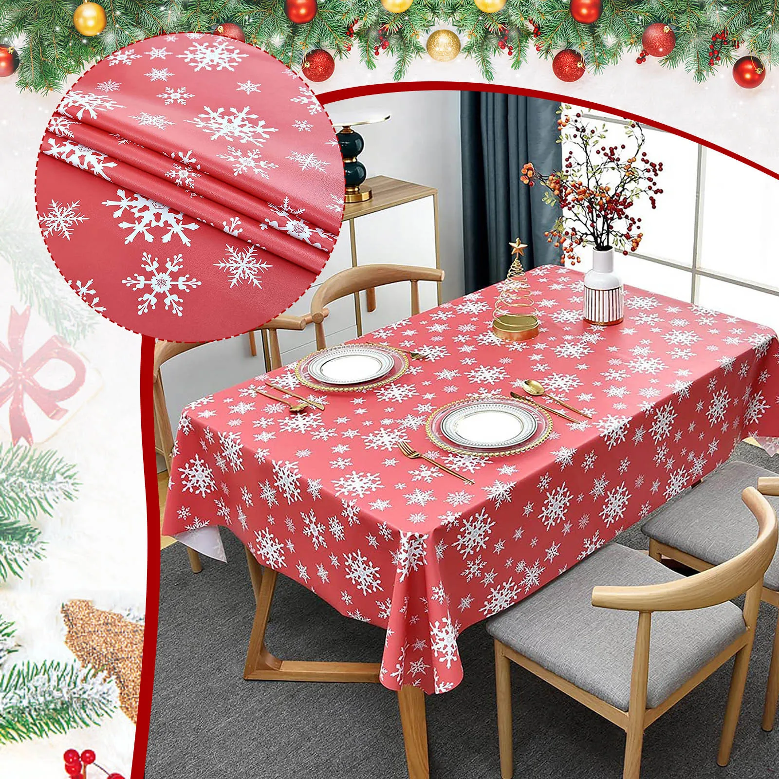 

Красная скатерть, Рождественская скатерть для прямоугольных столов, полиэстер, красные скатерти, моющаяся устойчивая скатерть Вечерние