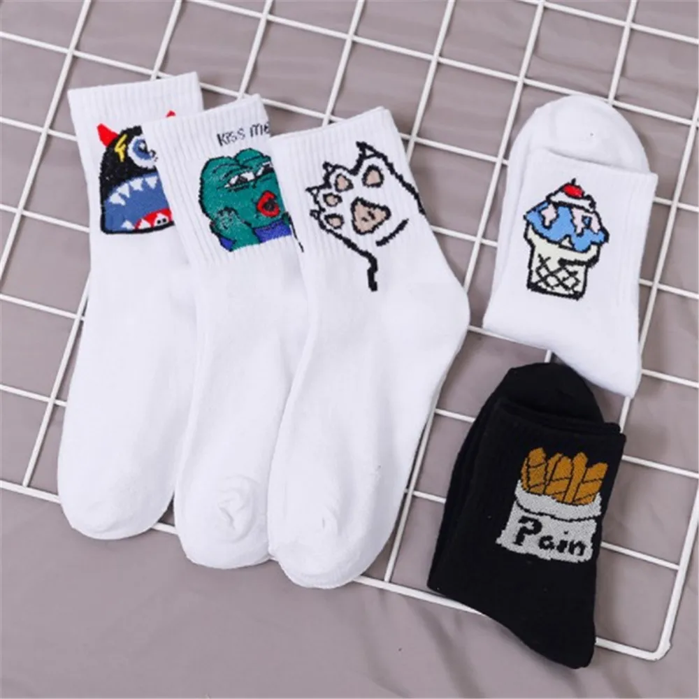 Новинка корейские хлопковые короткие носки с забавным рисунком мороженого в