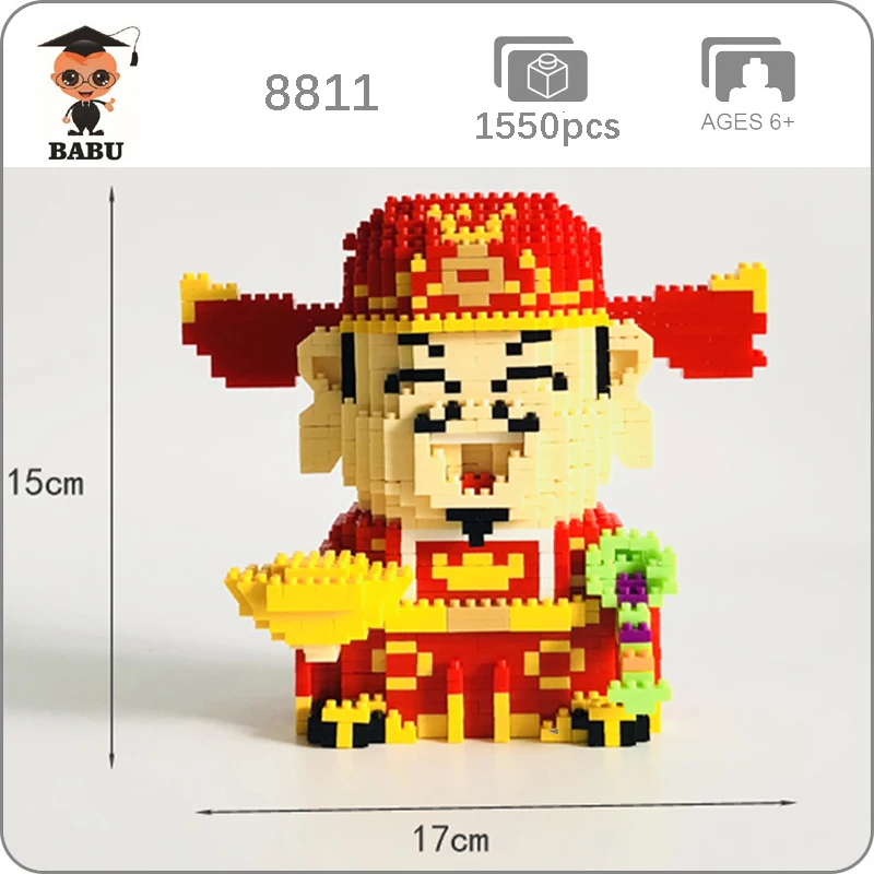 

Babu 8811 Red The God of Wealth Money 3D Model Building Blocks Kit DIY Mini Diamond Bricks Assemble Toys for Kids Children Gifts