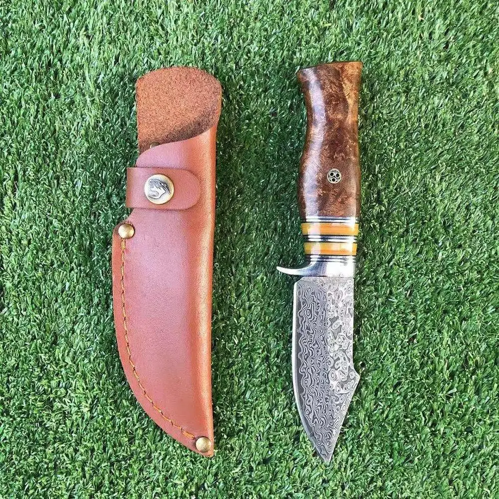 Охотничий нож из высокоуглеродистой стали прямые Дамасские Ножи с узором для