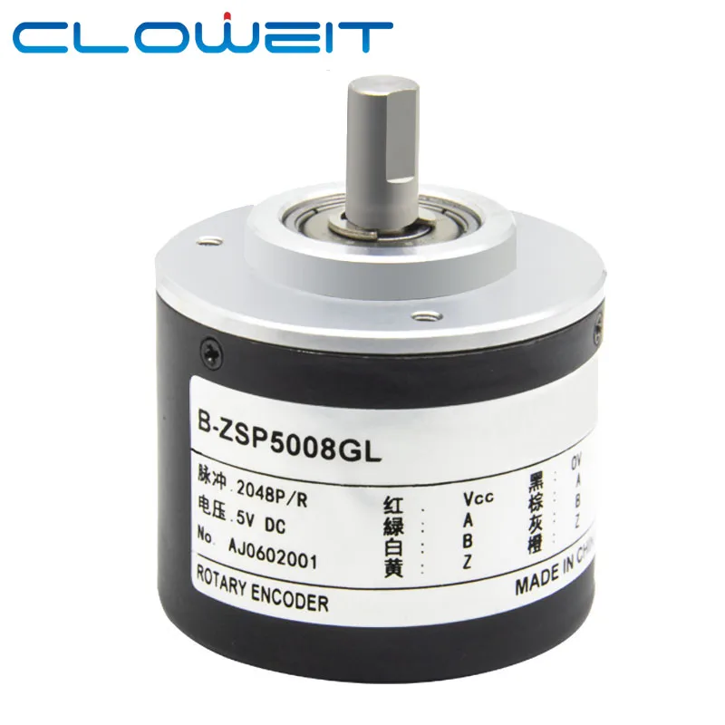 

Cloweit 50mm Incremental Rotary Encoder 8mm Shaft Photoelectric Optical Switch AB 2 Phases 10-1024-3600 PPR 5-24VDC