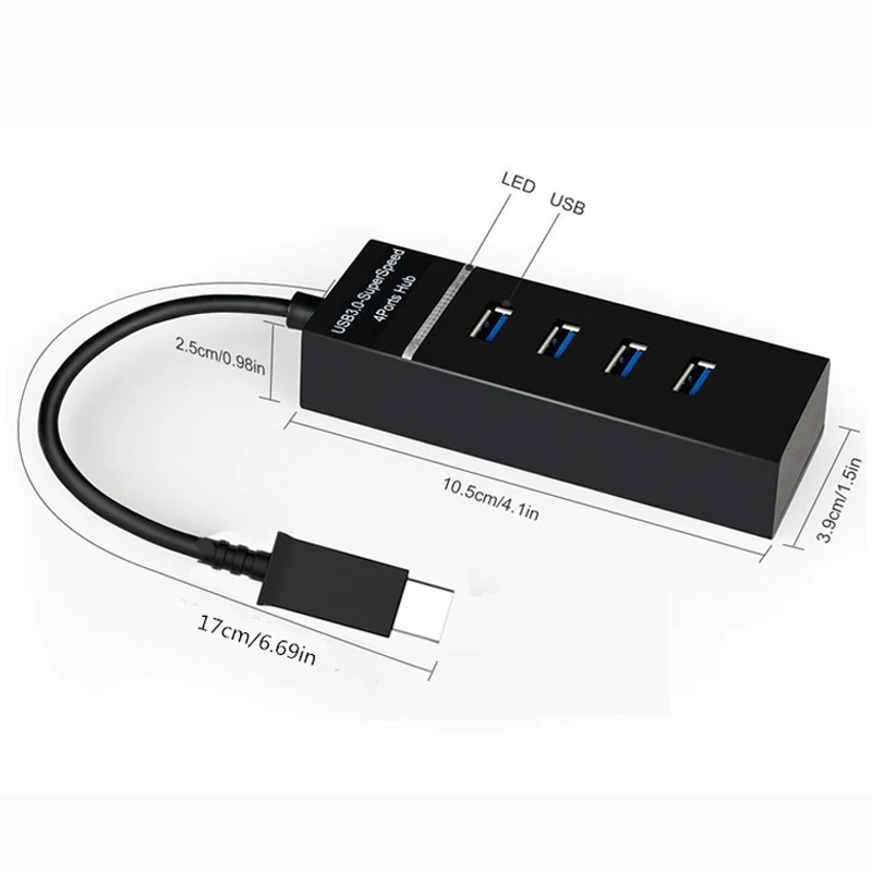 USB 3 0 концентратор мульти 1 Тип C 4 порта для MacBook Air Pro компьютера ПК ноутбука