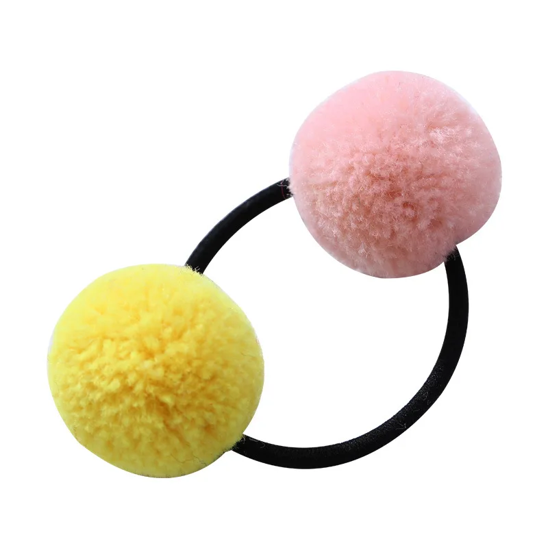 2 шт./компл. аксессуары для волос девочек эластичные резинки с плюшевым шариком