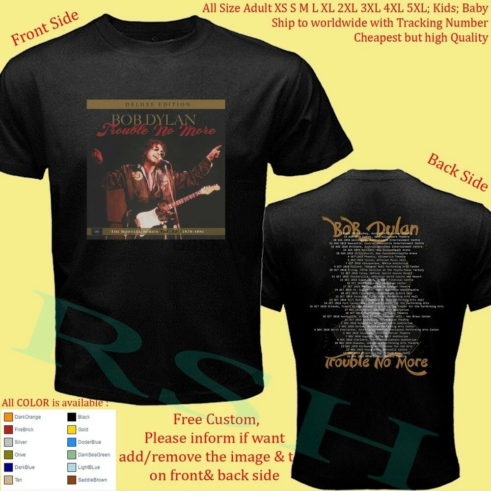Футболка для концерта Боба Дилана TOUR 2018 размеры взрослых и детей|Мужские