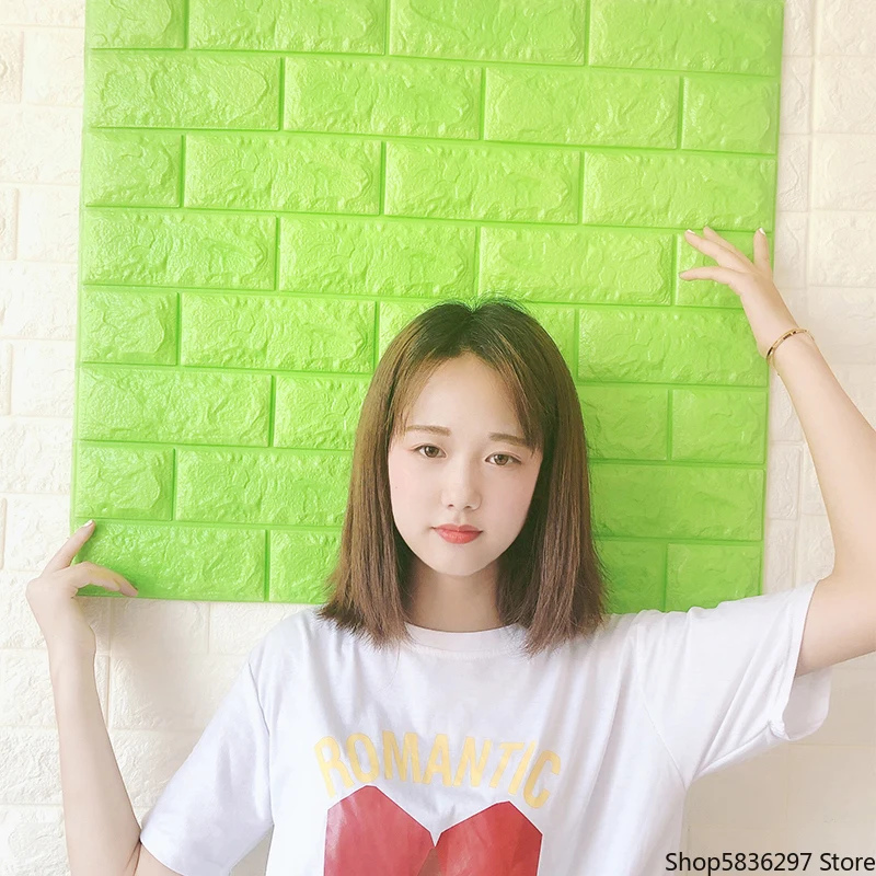 

3D Brick Wall Stickers DIY Waterproof Brick Wall Stickers Tile Self-Adhesive 70cm*77cm Wallpaper Panels For Kids Room Bedroom