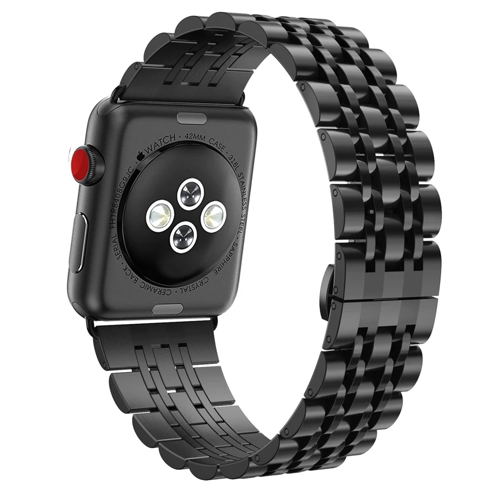 Для apple watch 3 4 5 ремешок из нержавеющей стали бизнес ремешки для iwatch 44 мм 42 40 38 reloj