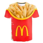 Мужская футболка в стиле хип-хоп, свободные летние топы унисекс с объемным изображением гамбургера фри, фаст-фуда, новинка 2021