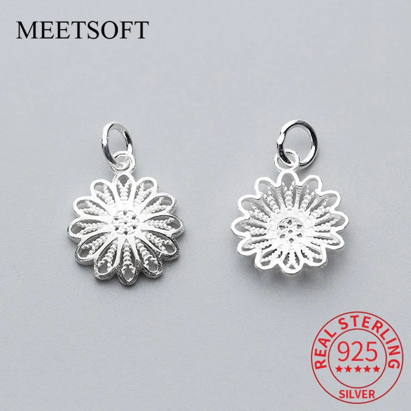 

MEETSOFT классический S925 стерлингового серебра Дейзи цветок Полые Подвески особая "сделай сам" для изготовления найти изысканные ювелирные изд...