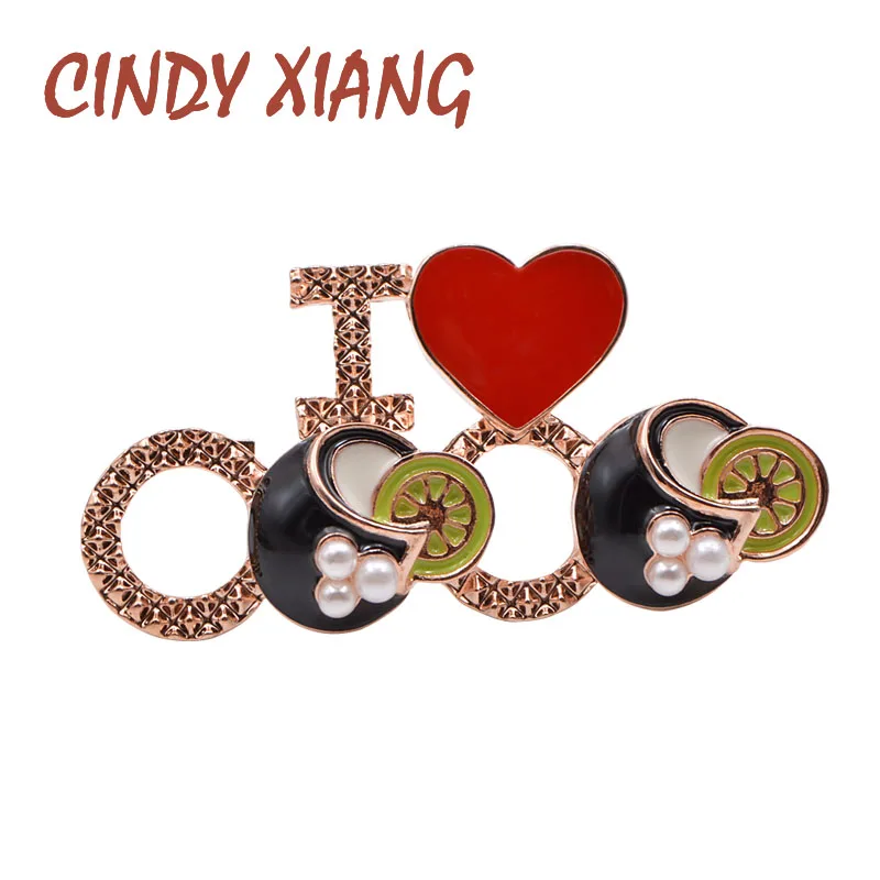 Женская эмалированная брошка CINDY XIANG красная в виде сердца зимний дизайн модные