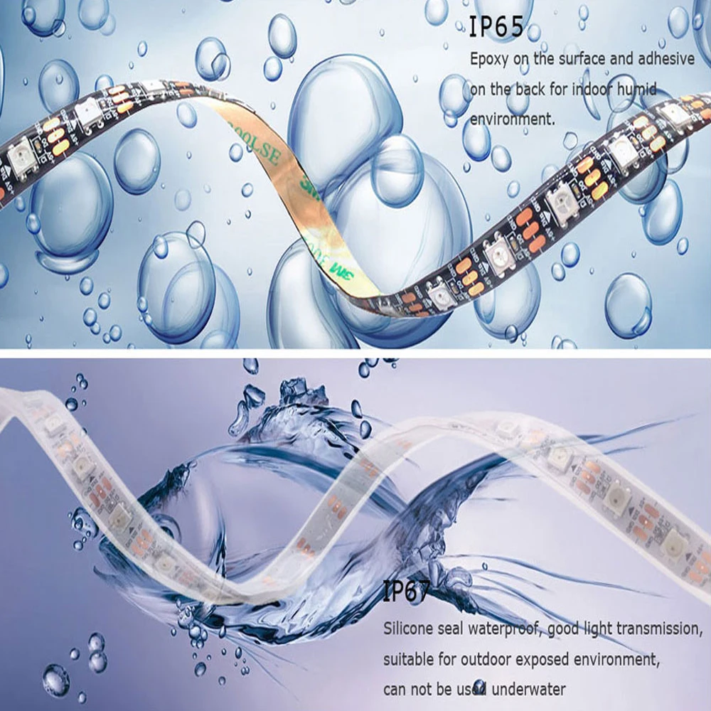 WS2811 WS2812B WS2813 WS2815 RGB LED Strip Individually Addressable Tape Light 1m/5m 30/60/144Leds/m DC5V /12V | Освещение