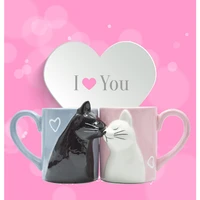 2pcs luxury kiss cat cups couple ceramic mugs married couples anniversary mugbreakfast milk coffee cup