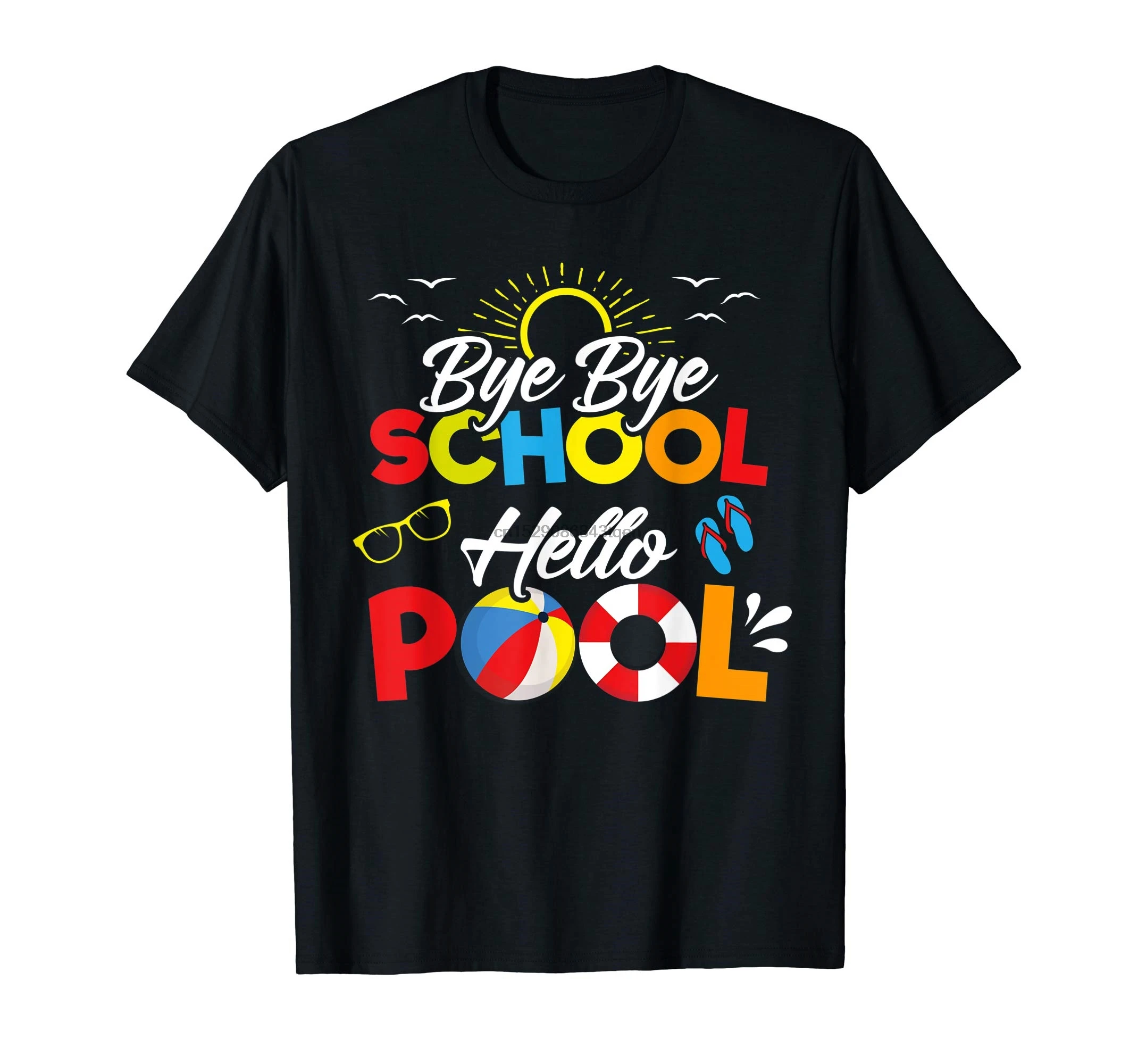 Bye School Hello Pool РУБАШКА летняя Студенческая смешная футболка для учителя Мужская
