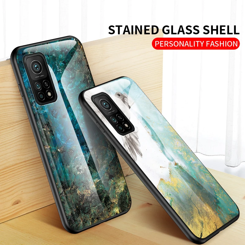 

Marble Luxury Tempered Glass Phone Case TPU Protective Hard Cover for Redmi 5 K20 K30 Mi CC9 Pro Note 10 Pro 10 Lite Mi 11 Pro