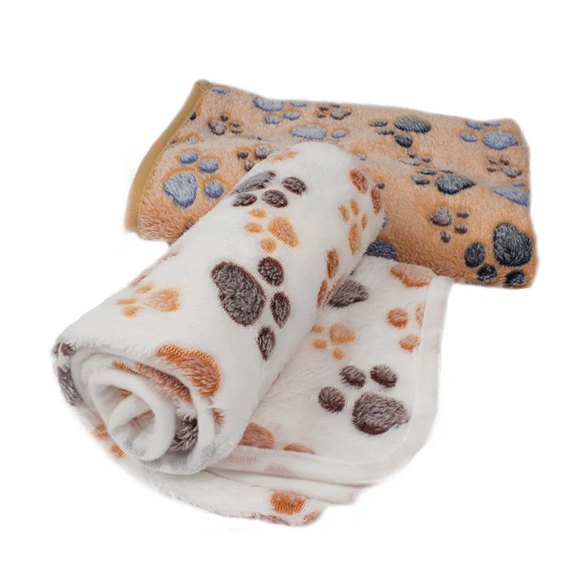Pet Soft Blanket Winter Dog Cat Bed Mat Foot Print Warm Sleeping Mattress Small Medium Dogs Cats Coral Fleece Supplies|Дома конуры и