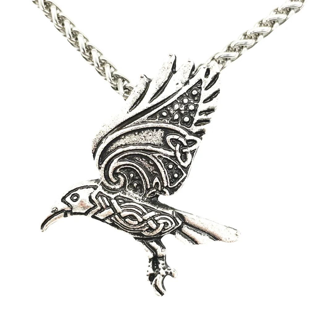

Viking Odin Raven Irish Trinity Symbol Bird Amulet Talisman Male Necklace Jewlery Dropshipping 2022