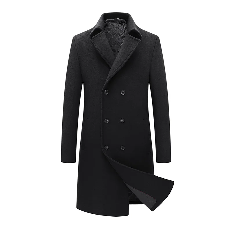 

Woolen Jacket Men Winter Long Wool Coat Double Breasted Coat Men Trench Coat Mens Peacoat Overcoats Fashion Windbreaker 190 XXXL