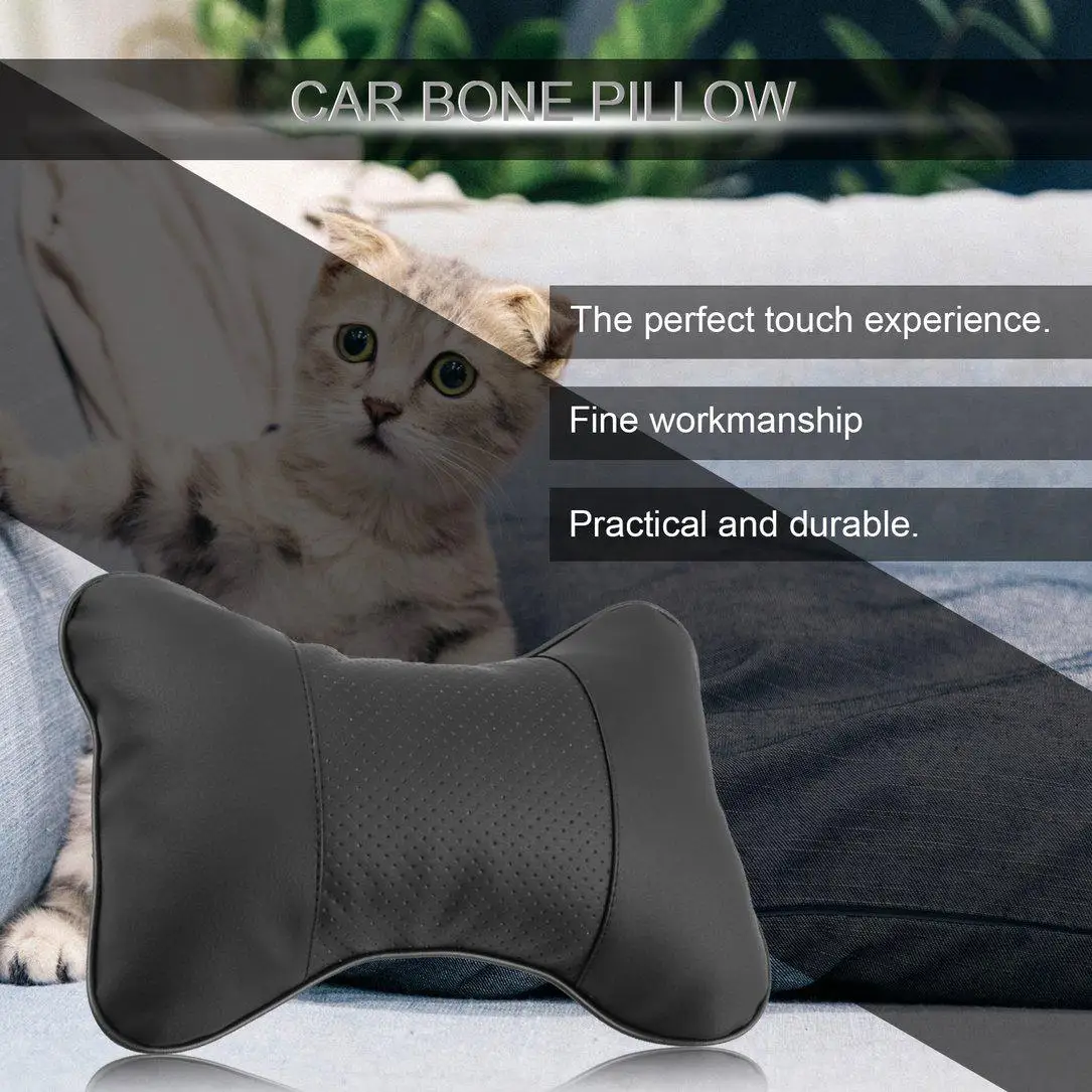 

Dessert Life Solid Bone Shape Headrest Pillow PU Leather Cloth Car Head Neck Rest Cushion