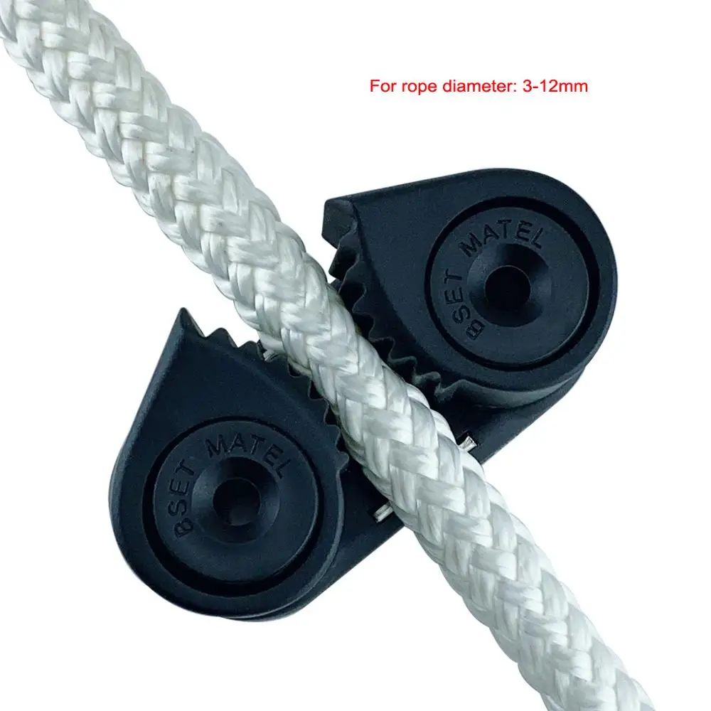 

Black Double Nylon Boat Fast Entry Cam Cleat With Leading Rings Ball Bearings Rope Clamp Pilates Equipment Marine Kayak Yacht