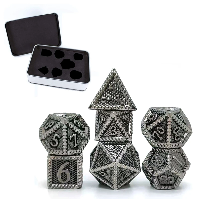 

A5KC 7 шт. металлические кости граненые разные размеры цифровые кости с коробкой для детей Обучающие игрушки DIY настольные игры