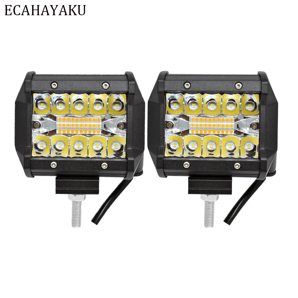 ECAHAYAKU новый 4-дюймовый светодиодный фонарь 12 в 60 Вт двухцветный со стробоскопом