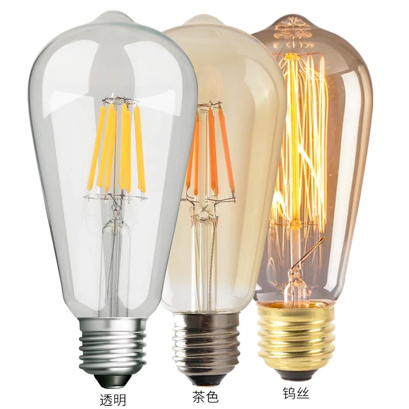 Светодиодный лампы ST64 Эдисон подвесной светильник в стиле ретро теплый белый