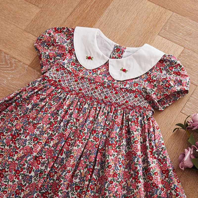 Для маленьких девочек Испании ручная работа платье со сборками для с цветочным