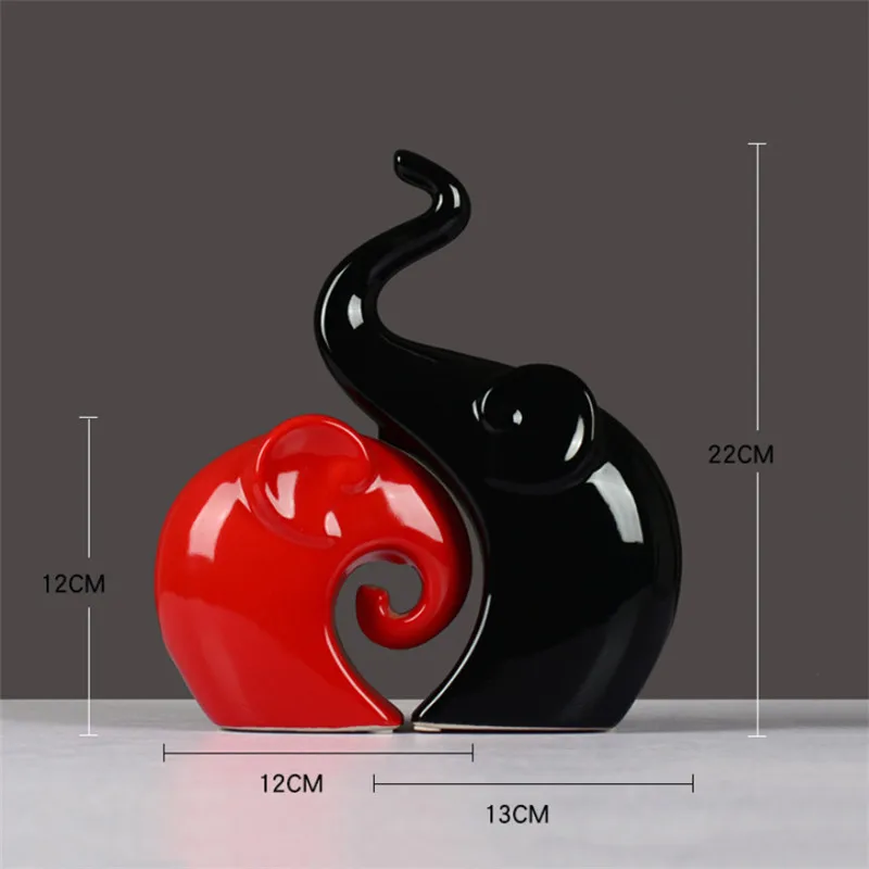 

Ceramic Wedding Gift Elephant Figurine Animal Lovers Couple Porcelain Ornaments Home Cabinet Living Room Decoration a set