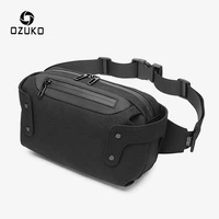 ozuko men outdoor sports waist bag waterproof male chest bag usb charging belt bag for men short trip waist pack shoulder bags