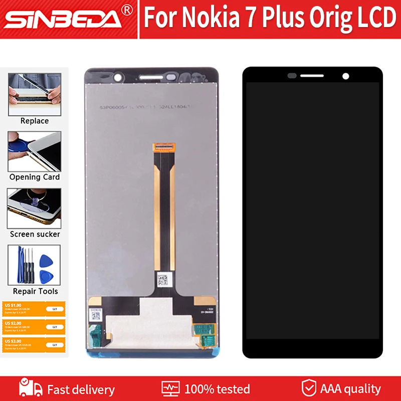 Оригинальный ЖК дигитайзер 6 0 дюйма для NOKIA 7 Plus TA 1062 1046 1055 сенсорный экран в сборе