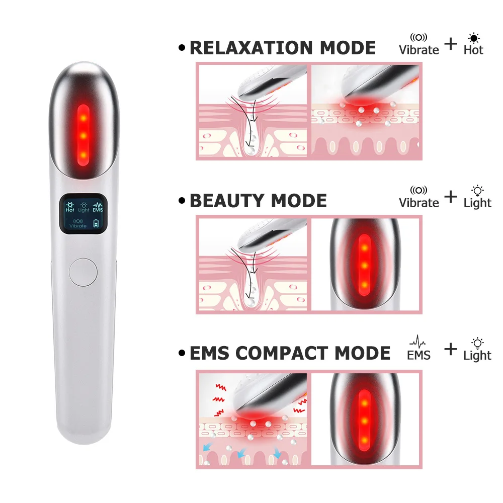 

4-in-1 Eye Massager 42 Heated Eyes Galvanic Massager Wand Dark Circles Eye Bags Wrinkle Remover Anti-aging Skin Care Device