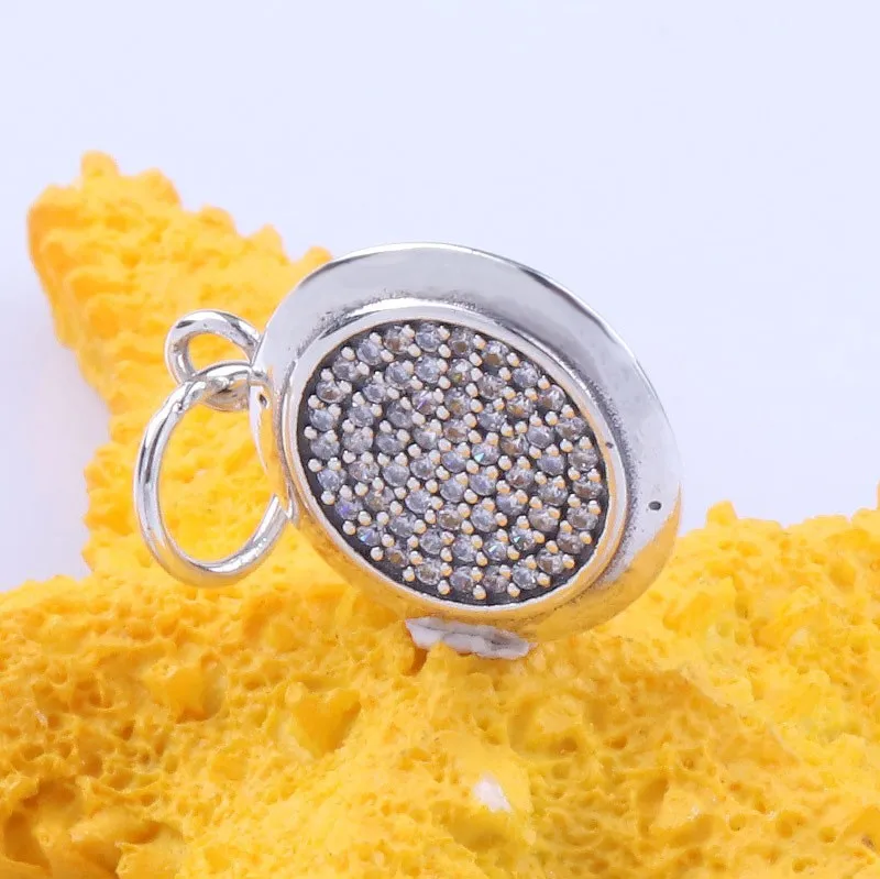 

Original 925 Sterling Silver Charm Exquisite Round With Crystal Pendant Fit Pandora Women Bracelet & Necklace Diy Jewelry