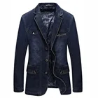 Брендовая классическая одежда, мужские куртки, Джинсовый блейзер, пальто, облегающие джинсы, повседневный Блейзер, королевский синий костюм, мужская куртка с нашивками
