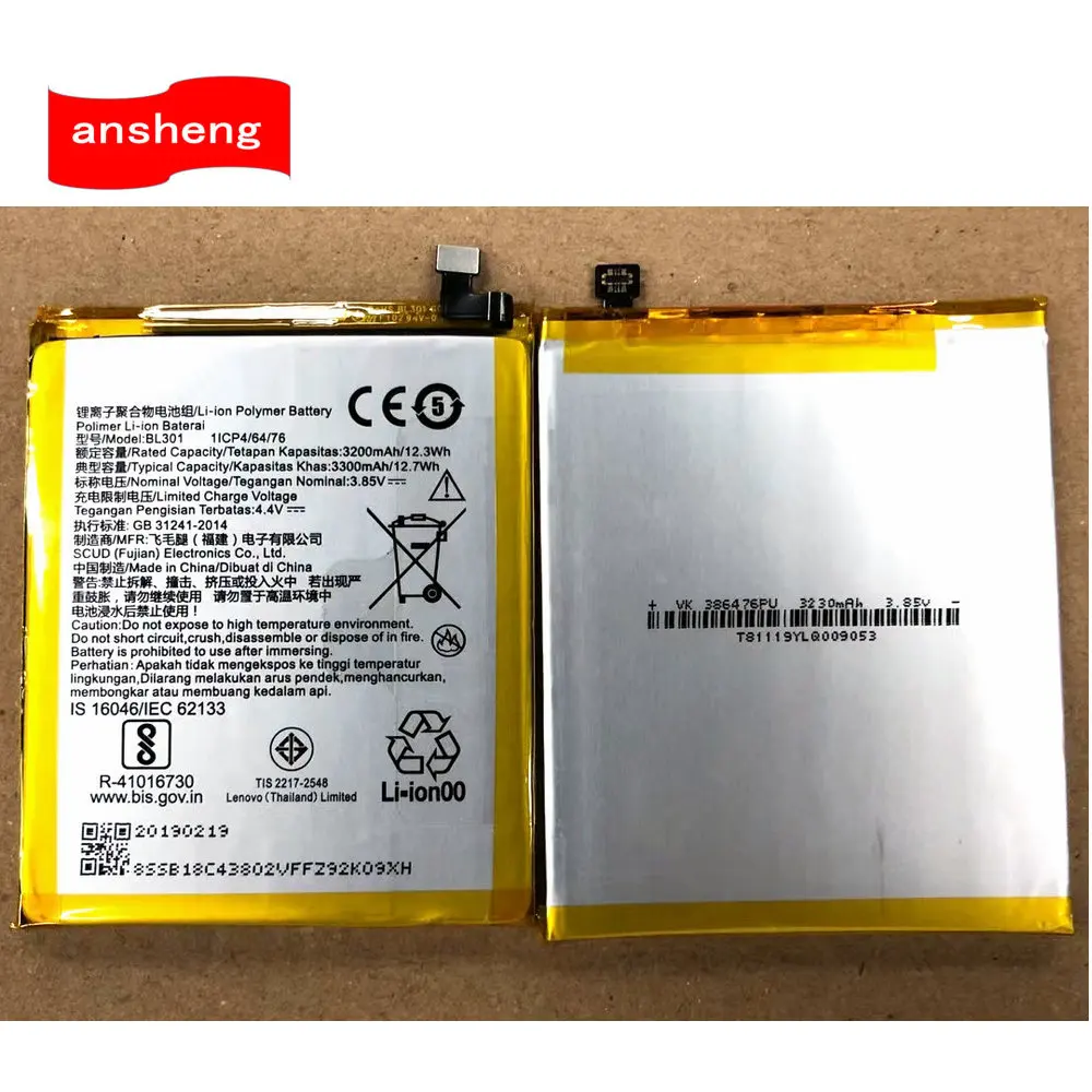 Оригинальный аккумулятор BL301 3,8 V 3300mAh Для Lenovo K6 Enjoy L38082 8082 мобильный телефон
