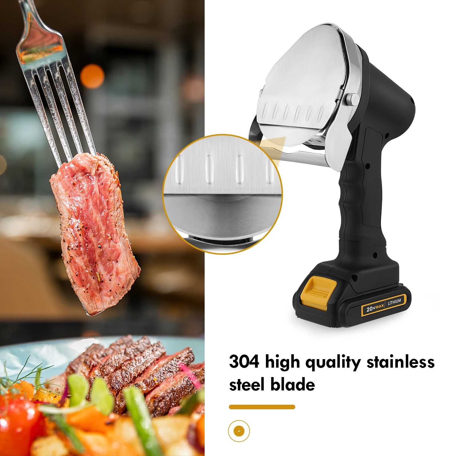

Professional Cordless Electric Turkish Kebab Knife Portable Cordless Meat Cutter Handheld Turkish Kebab Slicers with 2 Blades