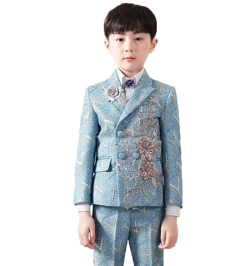 Роскошный свадебный костюм для мальчиков пиджак с цветочной вышивкой принца