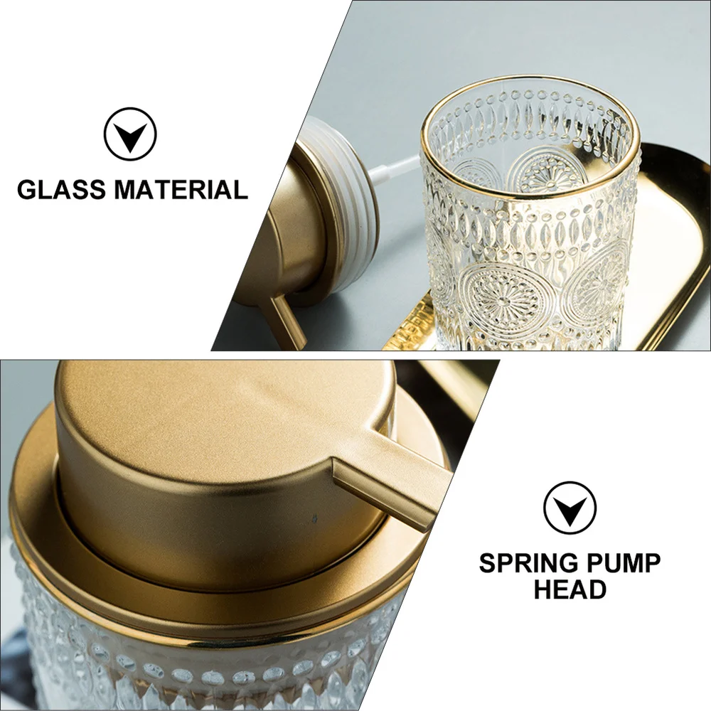 

1PC Delicate Shampoo Shower Press Bottle Bathroom Glass Liquid Soap Bottle