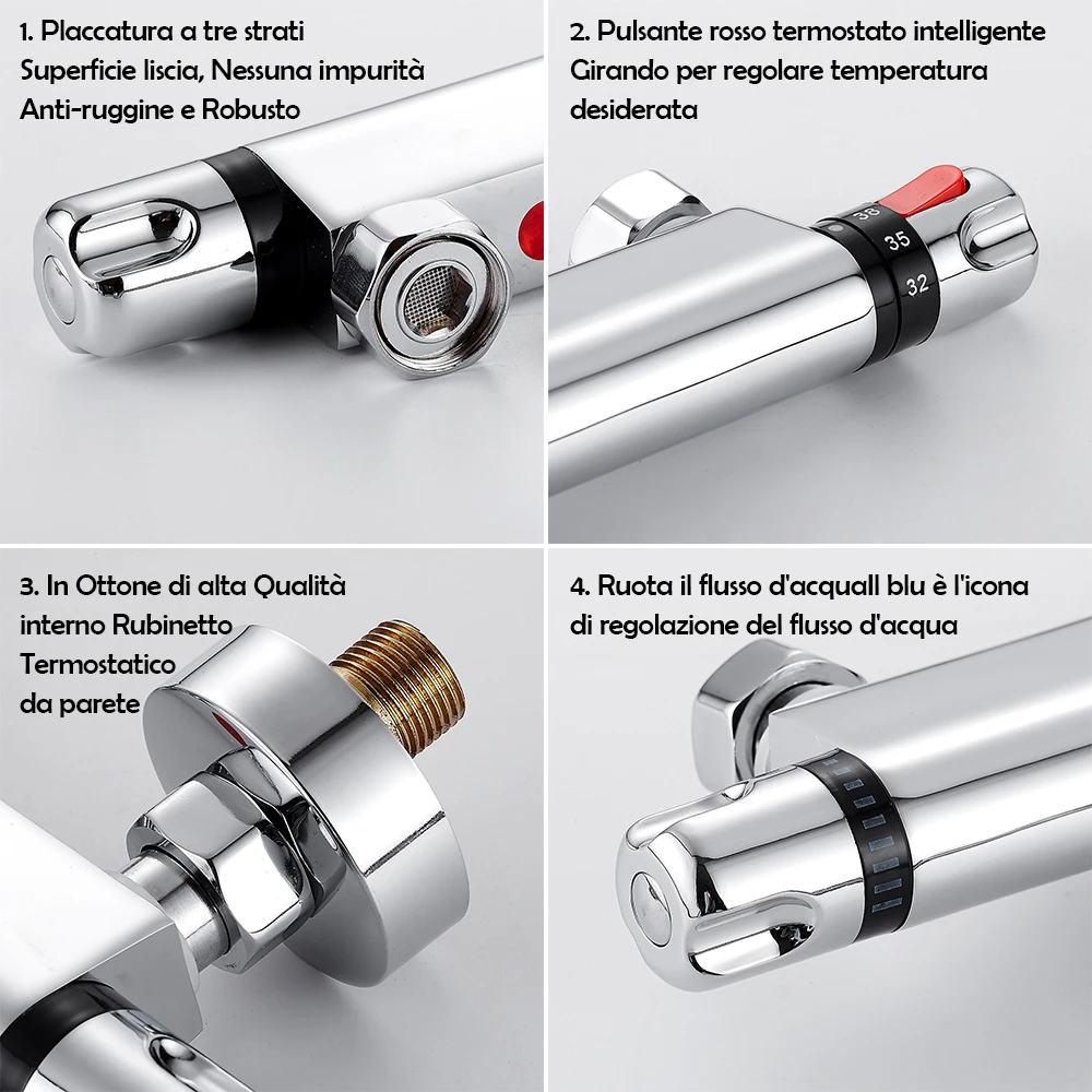 Смеситель для душа термостатический хромированный с настенным креплением |