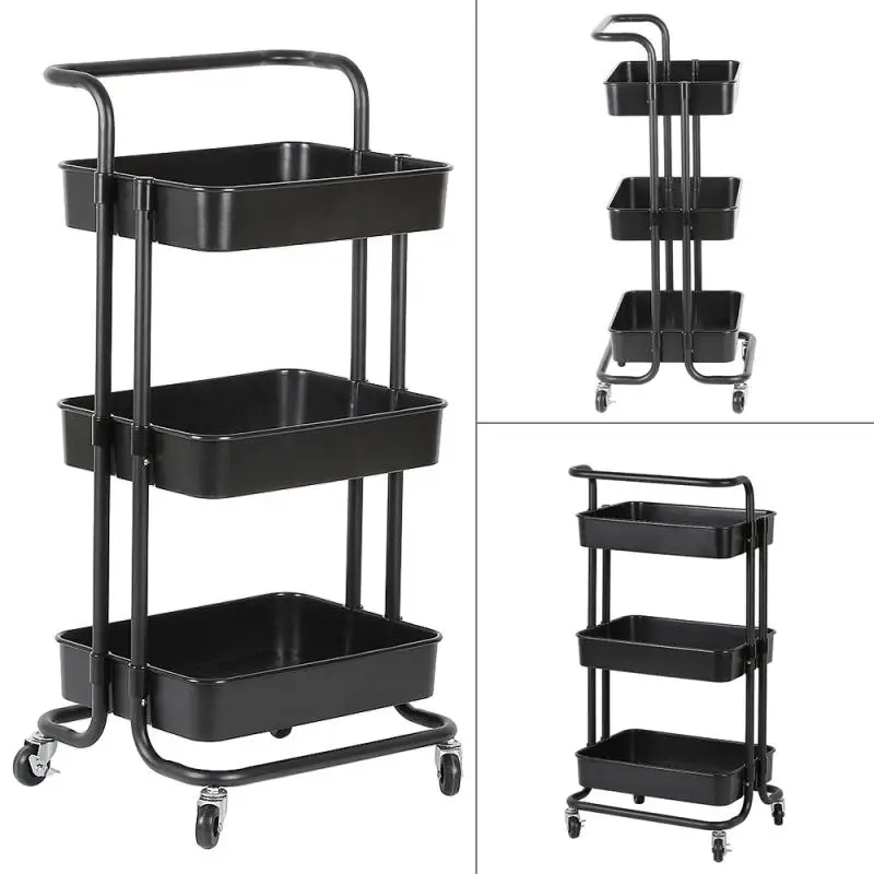 Oversea Stock!!43*36*86cm Three-layer Movable Trolley Multifunctional Storage White Beauty Salon Box HWC | Дом и сад
