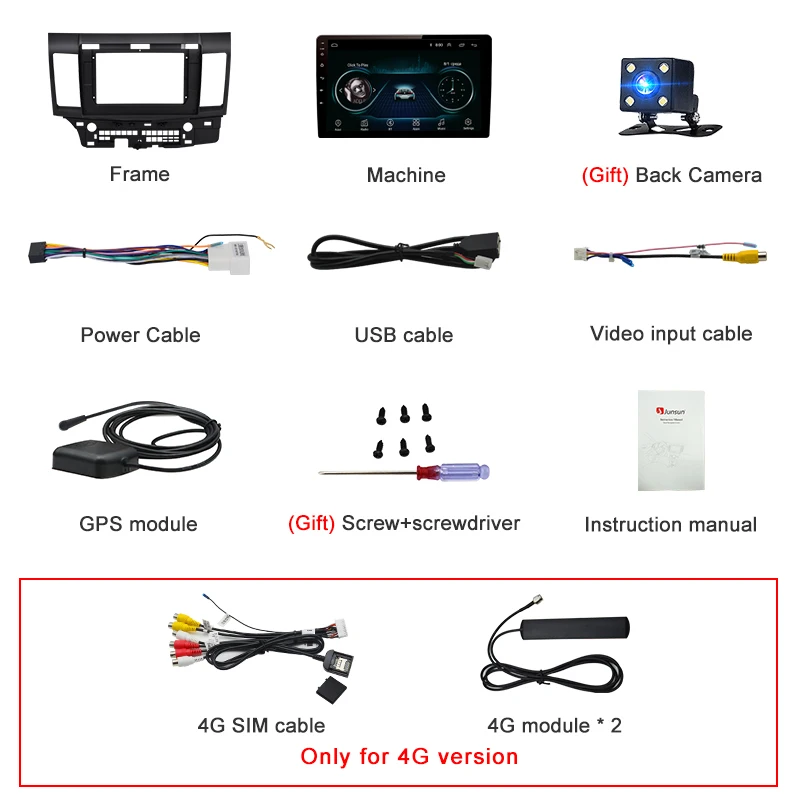 Junsun 2G+ 3 2G Android 8,1 4G Автомобильный Радио мультимедийный плеер для Mitsubishi Lancer 2007-2012 навигация gps 10,1 ''Авто 2 din без dvd
