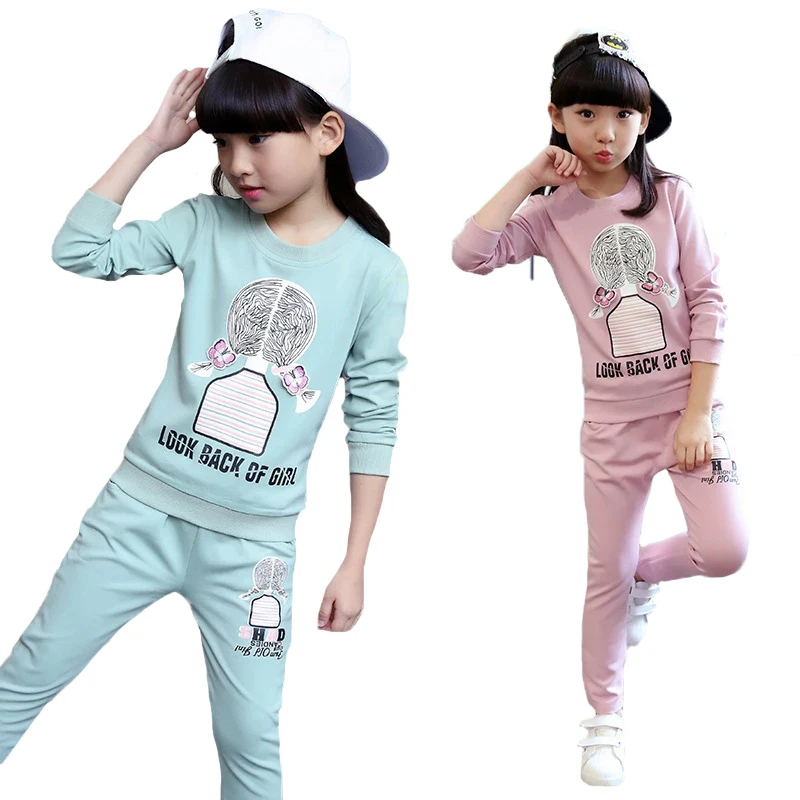 

Осенние комплекты одежды для девочек Повседневный костюм с рисунком для маленьких девочек, рубашка с длинными рукавами + штаны, комплект од...