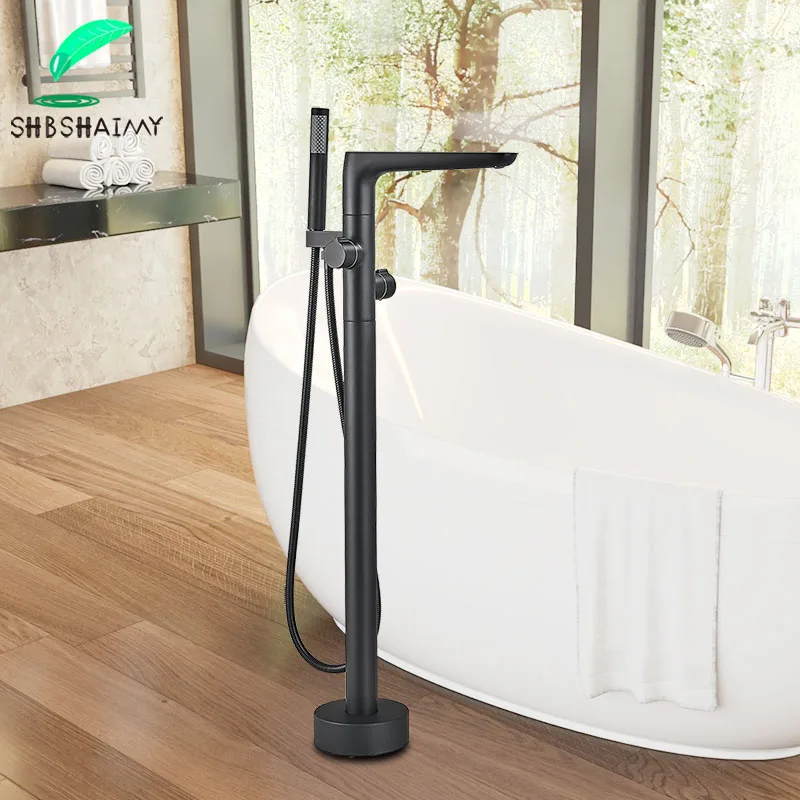 Матовый черный отдельно стоящий смеситель для ванны напольный латунный