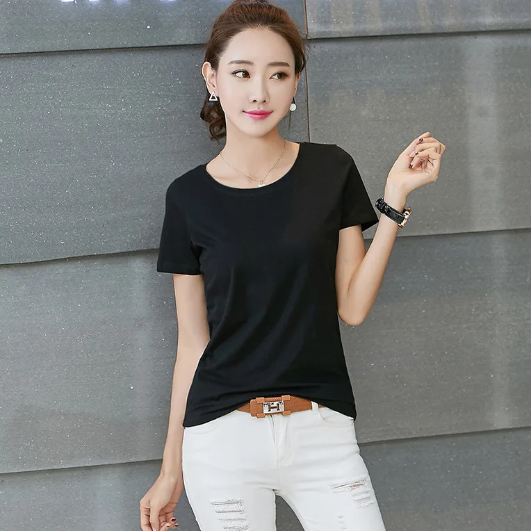 Модная женская футболка серая с коротким рукавом и v-образным вырезом белая