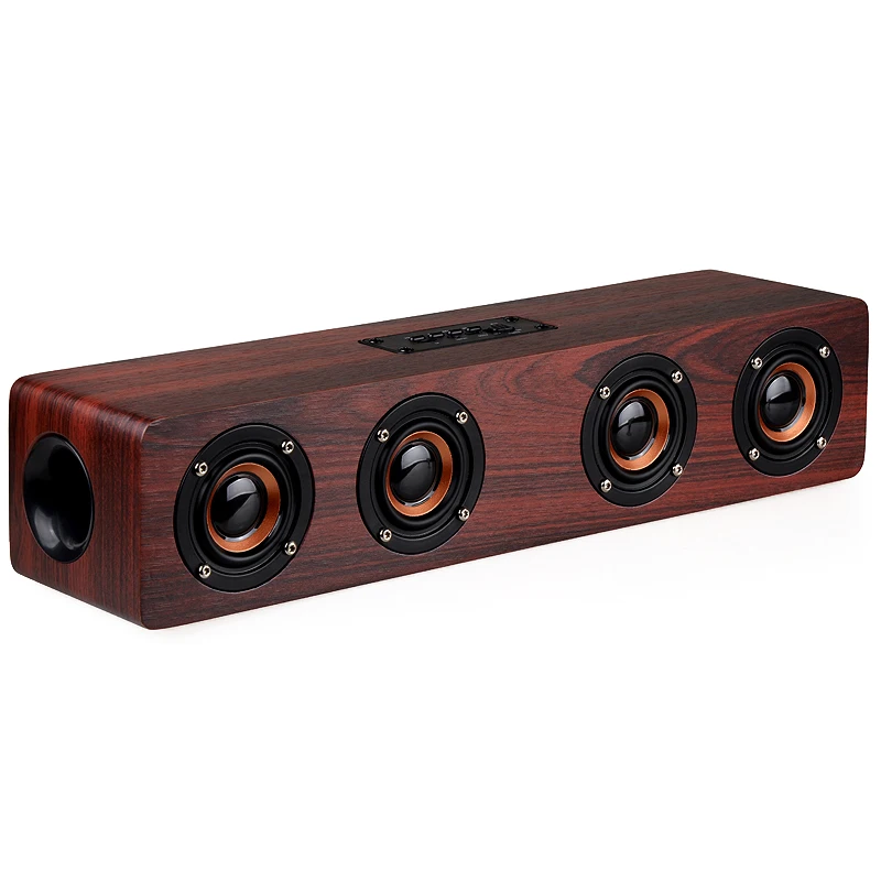 

W8 Wooden 12W Bluetooth Soundbar Home Theater Wireless Subwoofer PC Speaker with TF Card Playback/AUX Wired Connection