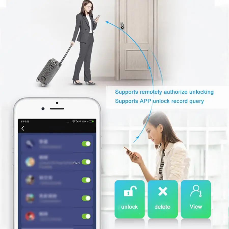 Водонепроницаемый дверной замок USB Перезаряжаемый бесключевый отпечаток пальца